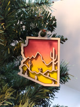 Load image into Gallery viewer, Ornament, Arizona Outline Saguaro Mountains