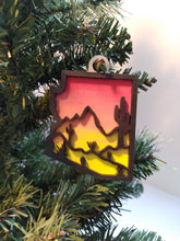 Load image into Gallery viewer, Ornament, Arizona Outline Saguaro Mountains