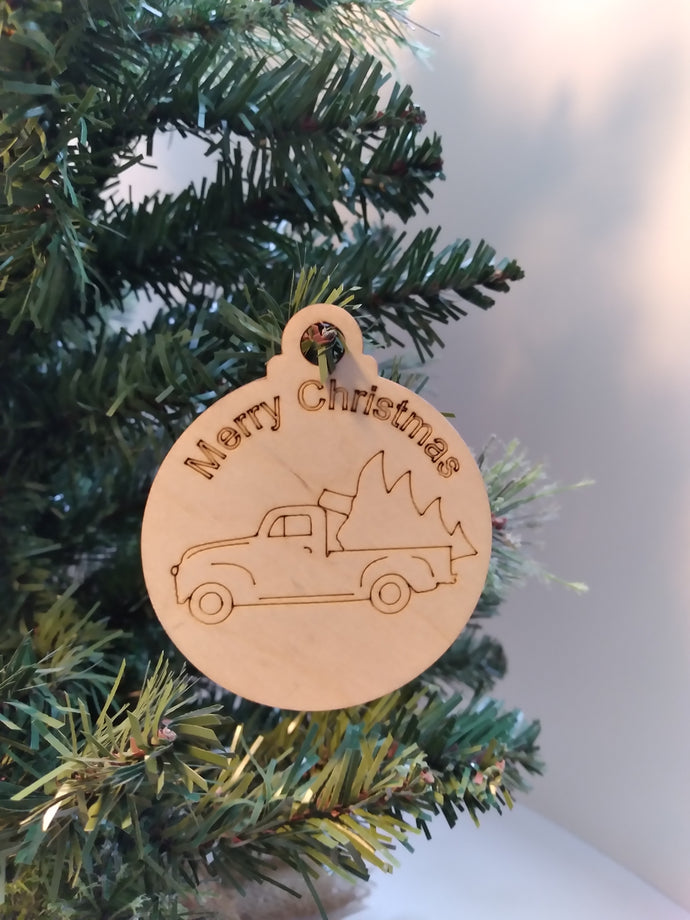 Ornament, Merry Christmas Tree Truck