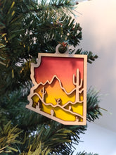 Load image into Gallery viewer, Wholesale, Ornament, Arizona Outline Saguaro Mountains

