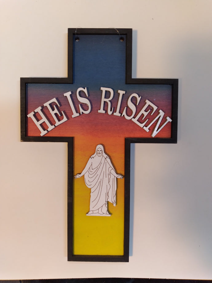 Wall Hanging, Cross He Is Risen Sunrise