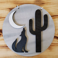 Wall Hanging, Coyote with Cactus